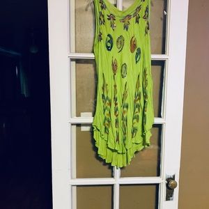 Sunflower asymmetrical hem green multicolor sleeveless top